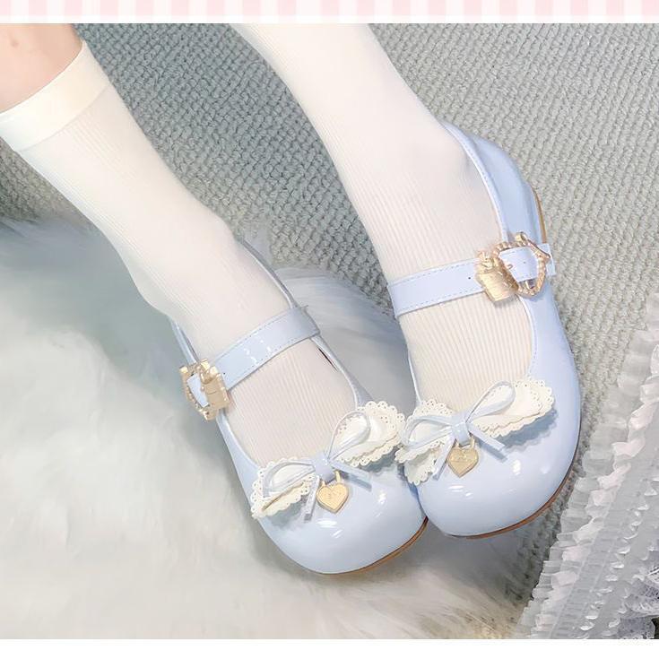 

Spring Heel Single Shoes Women s Fashion Round Head Shallow Bow Wear Resistant Mary Jane Shoes 34EU/CN35 синій