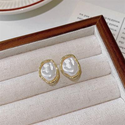 1 par de pendientes de perlas irregulares geométricas para mujeres y niñas, pendientes de personalidad minimalista, accesorios de joyería de moda, regalos