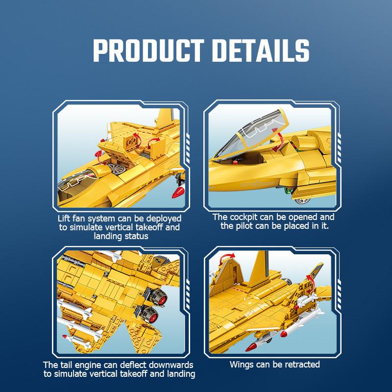 SEMBO Carrier Based Fighter Jet Assemblage Building Blocks MOC Armed Aircraft Models Plane Construction Sets for Boys Toys Gifts