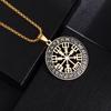 Stainless Steel Vintage Nordic Rune Compass Necklace Men Fashion Trend Amulet Nordic Jewelry