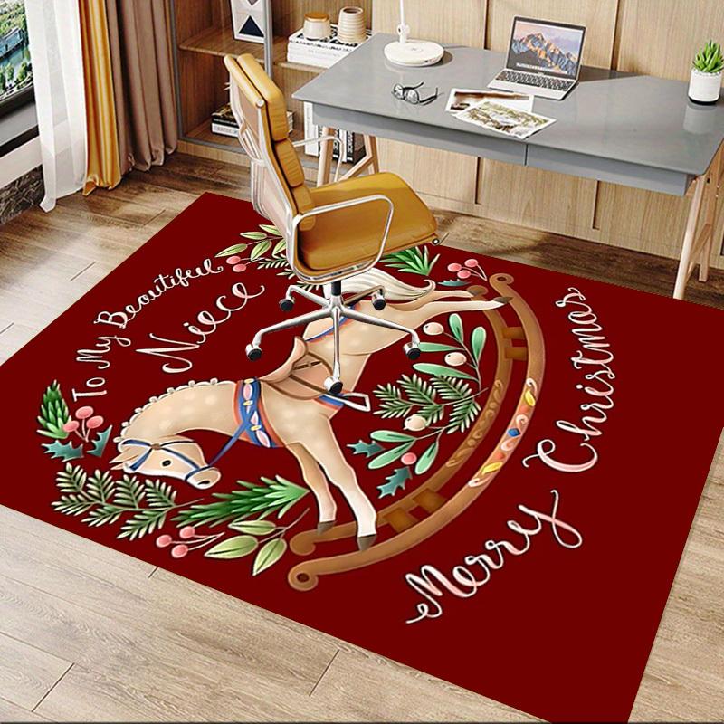 1PC Rocking horse Merry Christmas Extra Large Non Slip Floor carpet, Office, family, bedroom