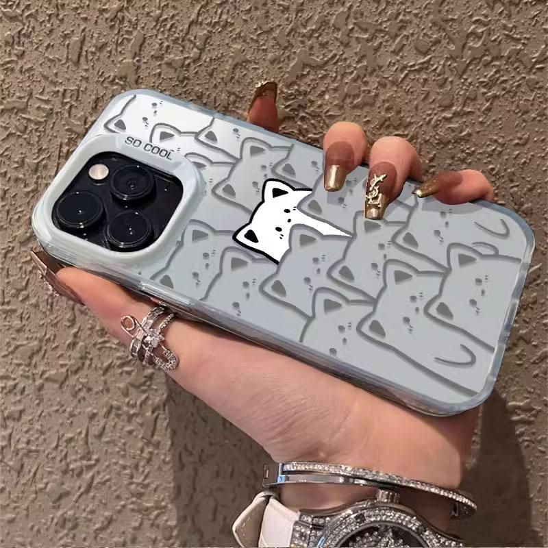 Süße Cartoon-Tier-Graffiti-Bär-Handyhülle für Samsung Galaxy S22 S23 S24 Ultra S25 S20 Plus S21 FE Linsenschutz Vergoldete Hülle