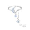 WOSTU 925 Sterling Silver Star and Moon Link Ring With Nano Opal For Women's Engagement & Proposal Parties Fine Jewelry Gifts