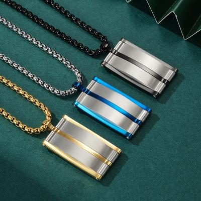 Five-piece Combination Necklace New Titanium Steel Light Sand Two-color Men's Pendant Fashion Versatile Necklace