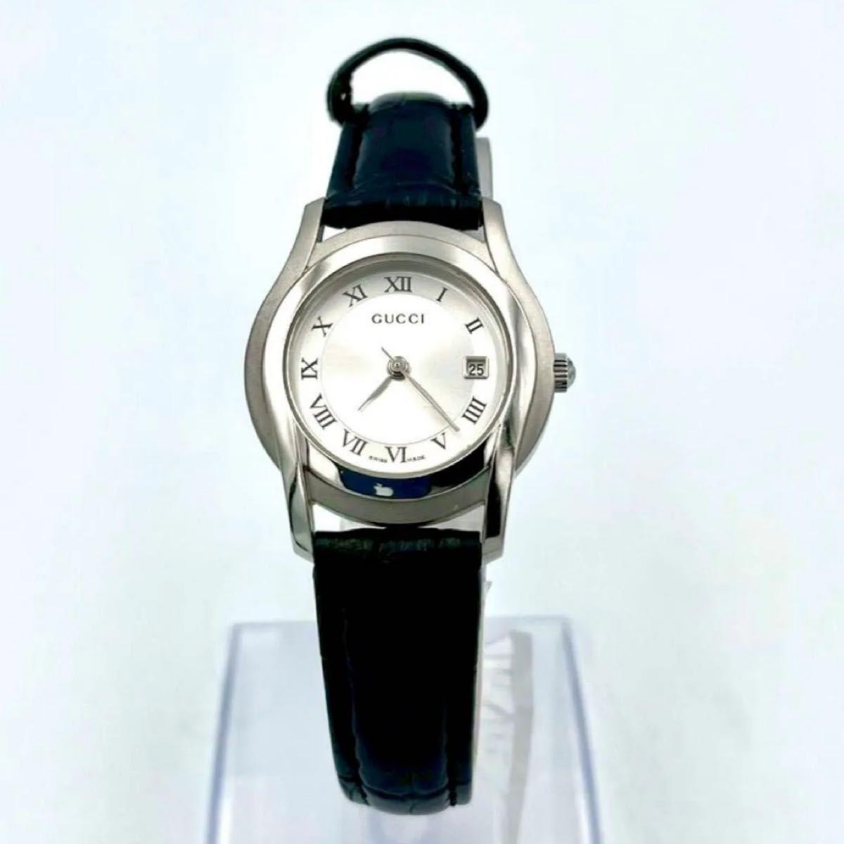 Used 540 New Belt GUCCI Gucci 5500L Watch Quartz Silver Date Leather Belt Ladies Operation