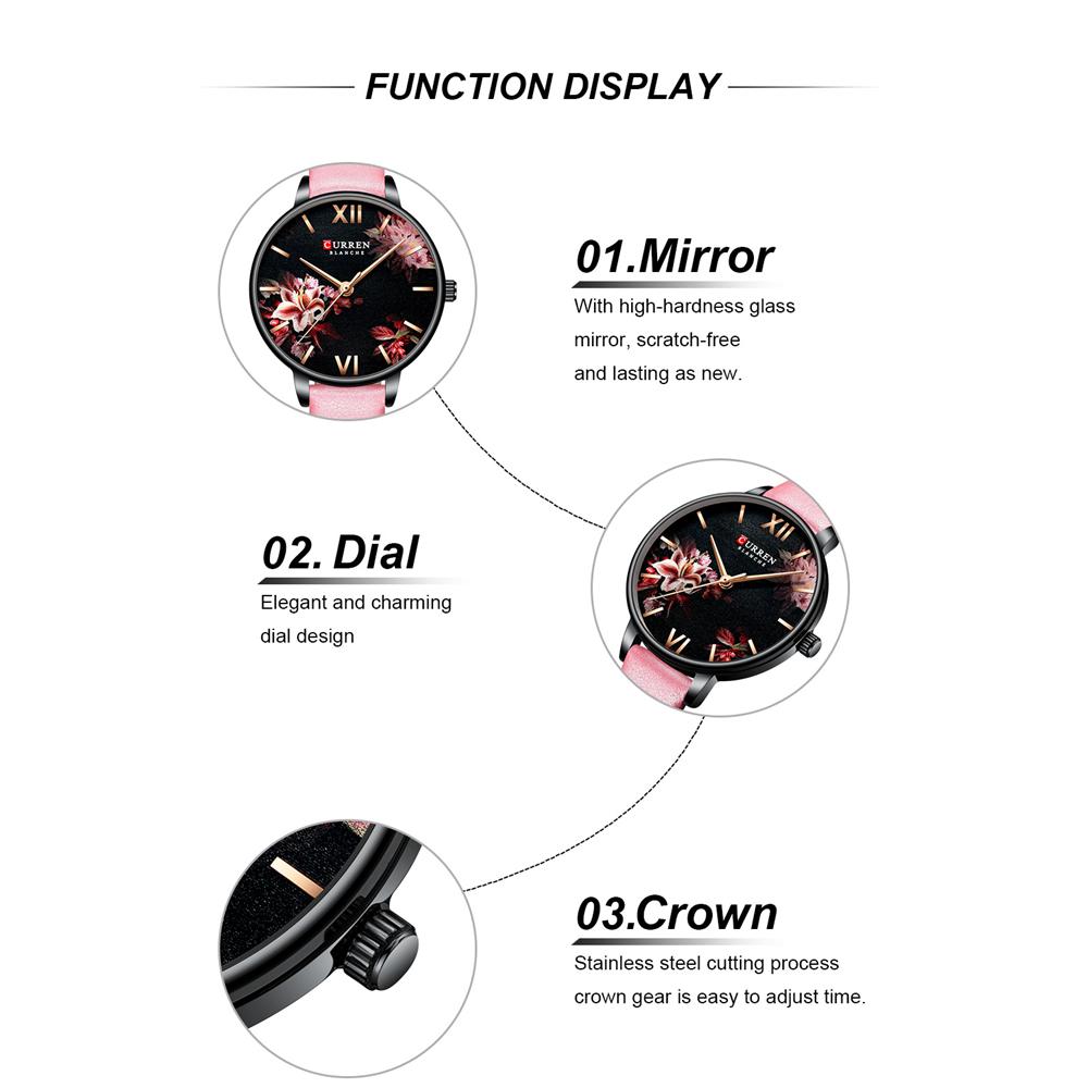 CURREN Frauen Uhren CURREN Schwarz Uhr Edelstahl Mesh Quarz Armbanduhr Weibliche Casual Charme Uhr für Damen Relogios feminino