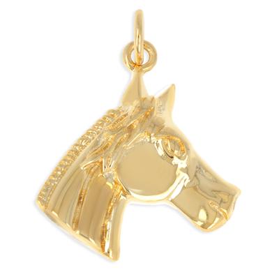 [Q2686] – Vergoldeter „Pferd“-Anhänger – 22 x 22 mm