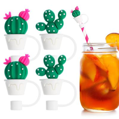 4 Pcs Cactus Straw Plugs Tumbler Straws Cover Cap Drinking Caps Top Glass Tip Pvc Reusable Covers