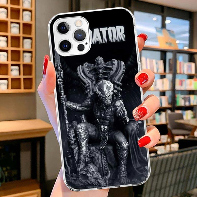 Alien Vs Predator Bemalte Cover Handyhülle Für iPhone 16 17 Air 15 14 Pro Max 16E Handyhülle 13 Mini 12 11 7 SE 8 Druckmuster
