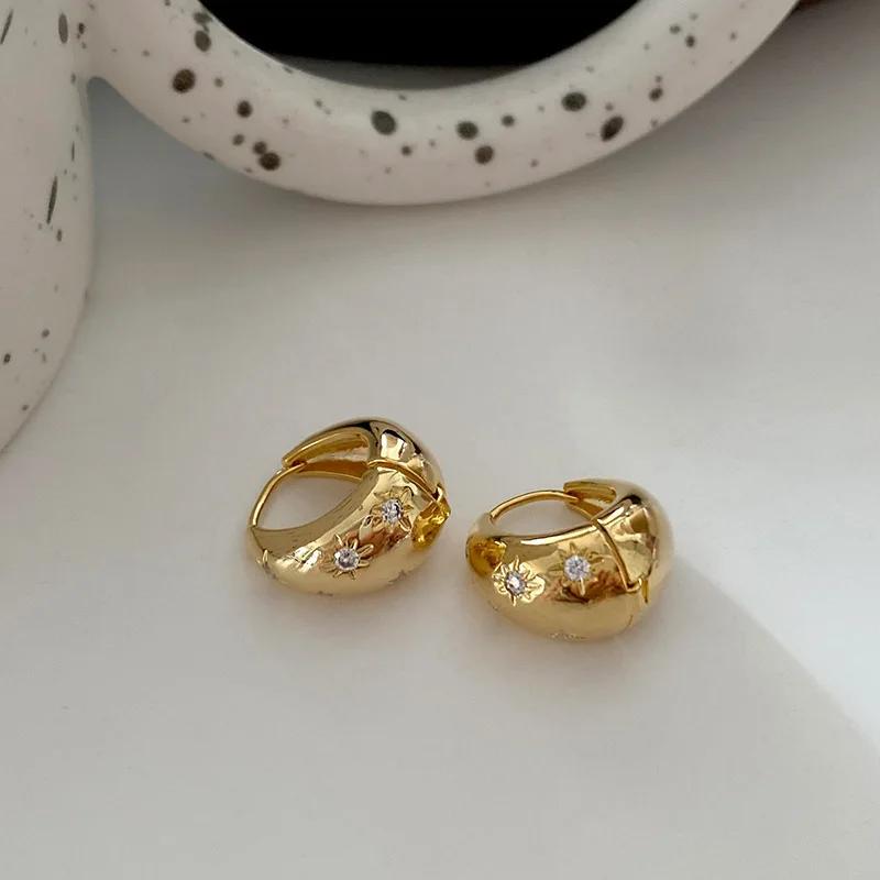 

Minimalist Stainless Steel Geometric Stud Earrings for Women, Rhinestone Polished Earrings, Cocktail Party Jewelry