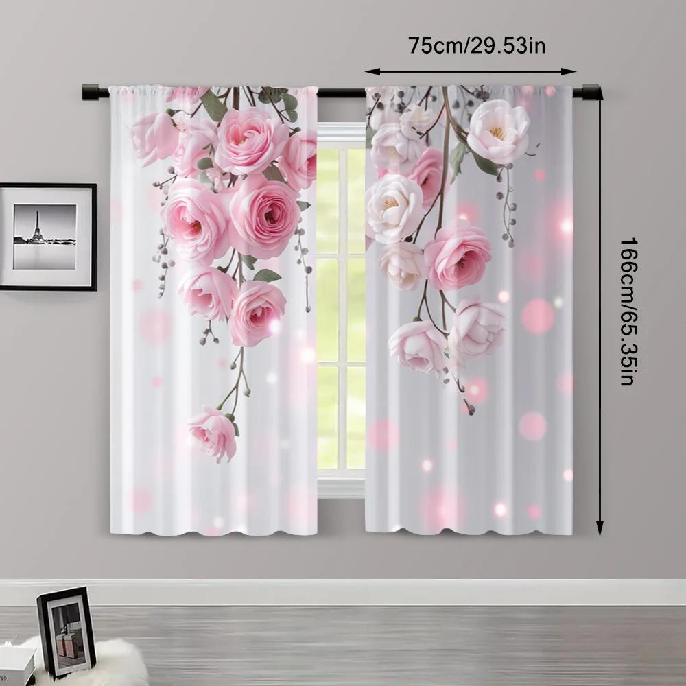 2Pcs, Curtains&Drapes Floral Durable Polyester (Without Rod) Decorations Outdoor Perfect For Living Room, Bedroom, Home Decor