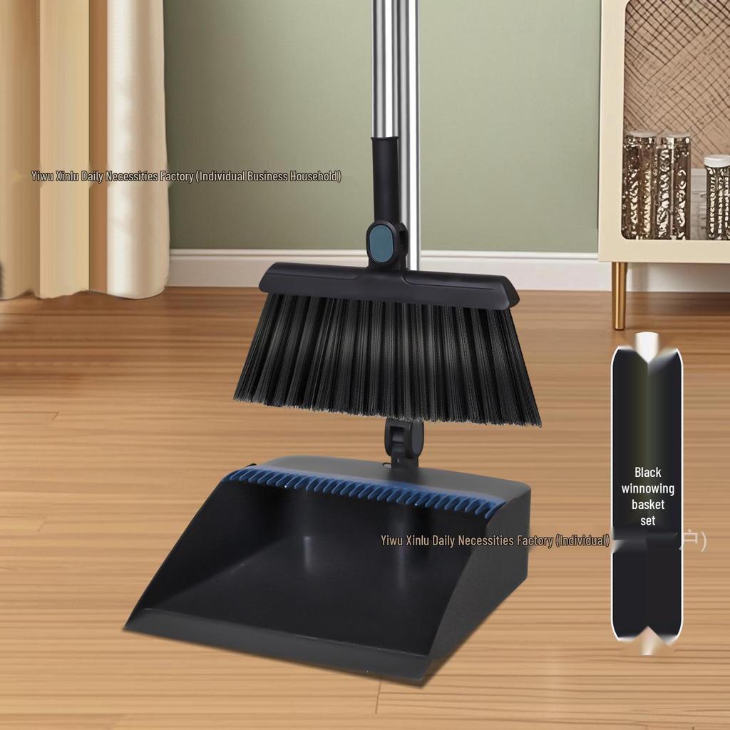 Folding Broom & Dustpan Set: Enhanced, Rotating, Non-Stick Design