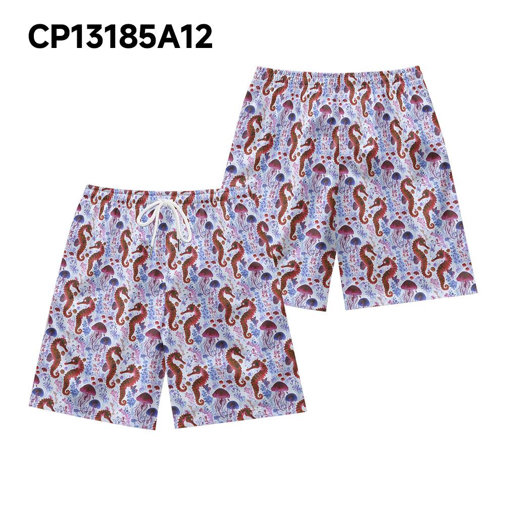 Creature Marine Europee e Americane Elementi Floreali Pantaloncini Casual da Uomo Pantaloni da Spiaggia