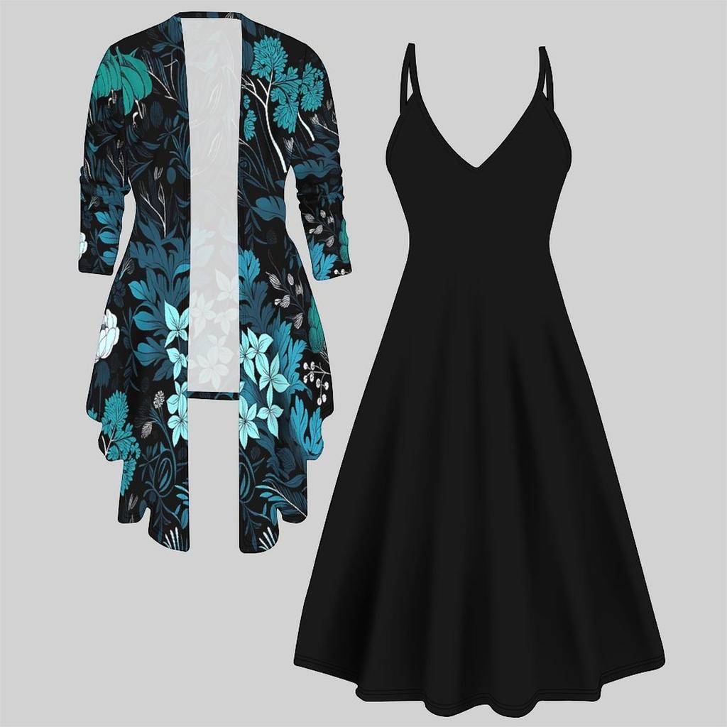3D  Printed  Set Dress Coat ,  Double Spelling with Diverse Colors and Shapes  Fashion Print,suitable for Various Scene Fashion Styles