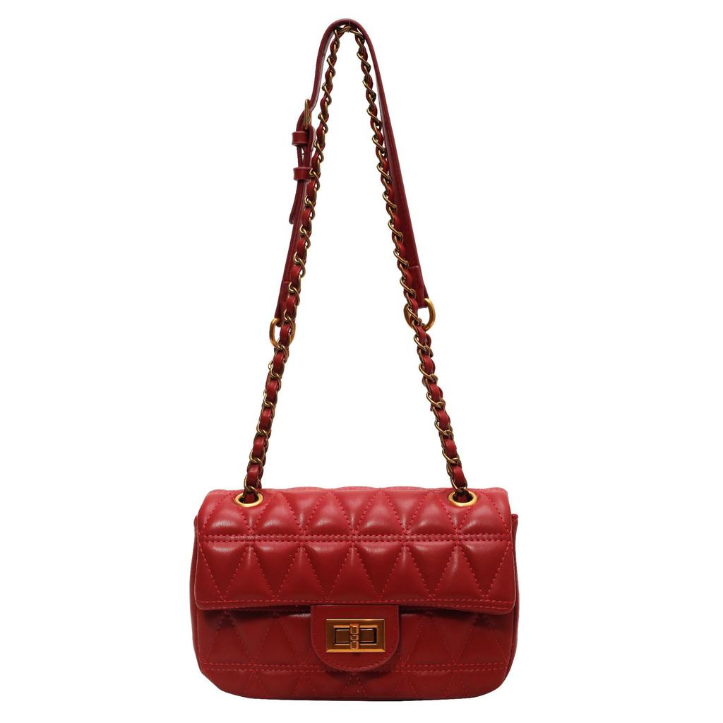 Retro bag women's new high-grade texture rhombus embroidery thread underarm bag commuter shoulder messenger bag