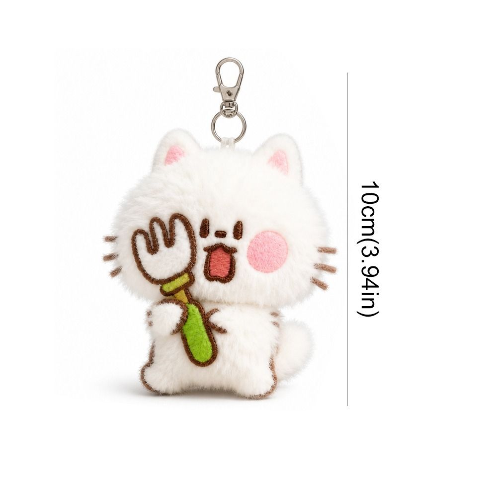 Metal Clip Plush Cat Keychain Soft Touch Kitty Keyring Cute Stuffed Cat Pendant  Key Decoration