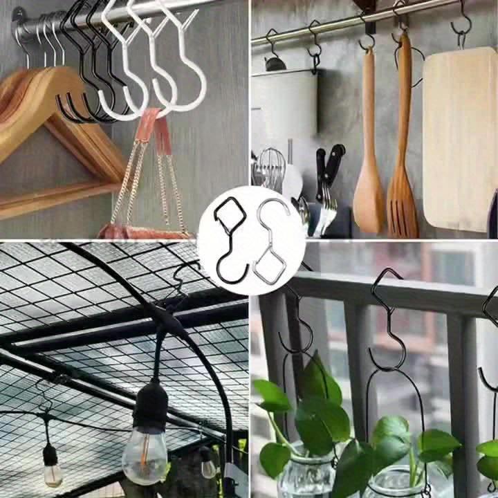 10er-Packung robuste Metallhaken. Windfeste, robuste Haken mit Sicherheitsschnallen, für Außenbereich, Küche, Badezimmer, Kleiderschrank, Garten