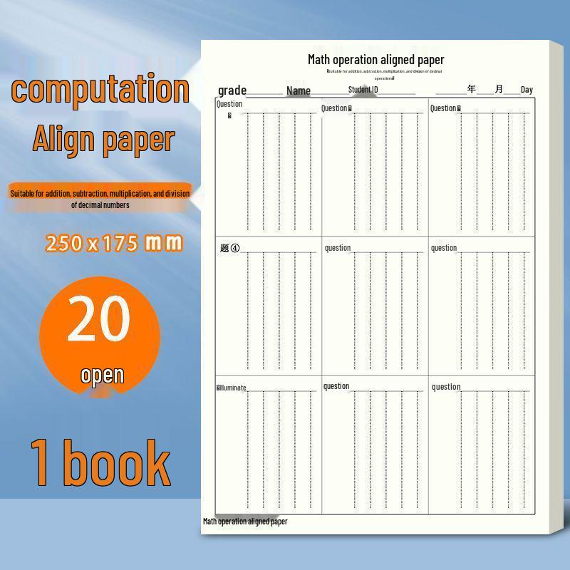 Thickened Elementary Math Alignment Draft Book with Partitioned Place Value Paper No Specification