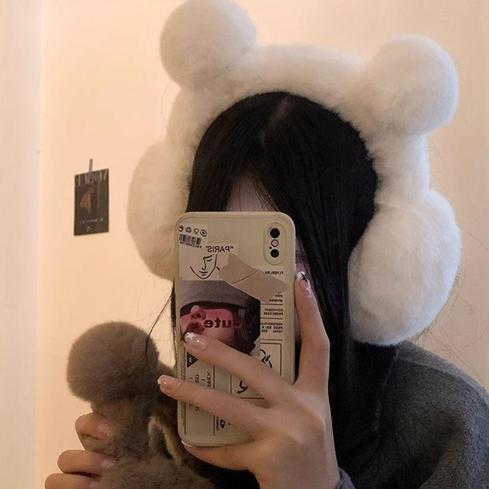 Fashion Bear Ear Earmuffs Anti-Freeze Foldable Ear Cover Thickened Keep Warm Winter Ear Muffs for Women Girls