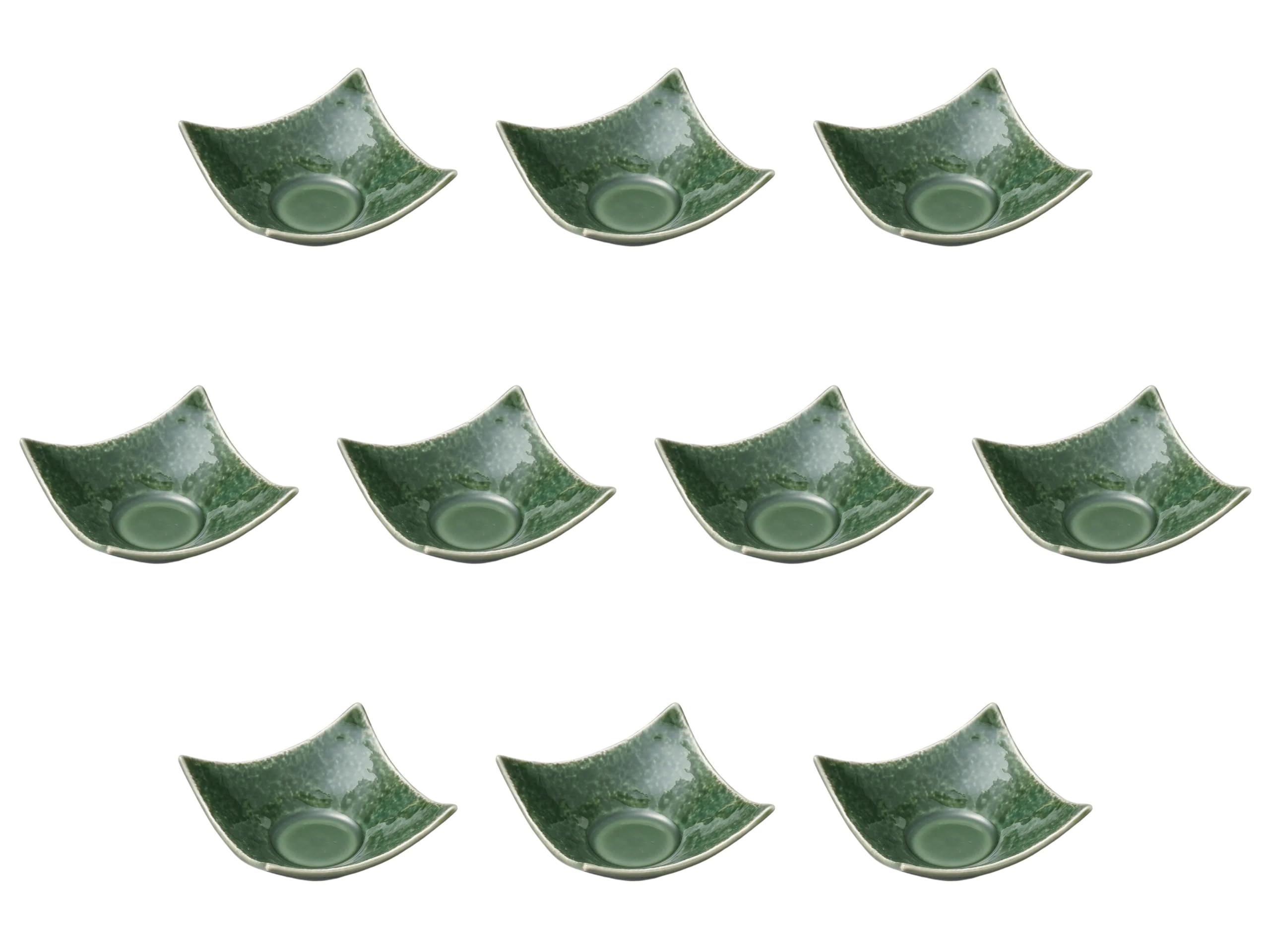 

Set of 10 Matcha Kneaded Square Small x x Setomonohonpo Delicacies Stone-Grain Bowls, [8.5 8.5 3.6 cm]