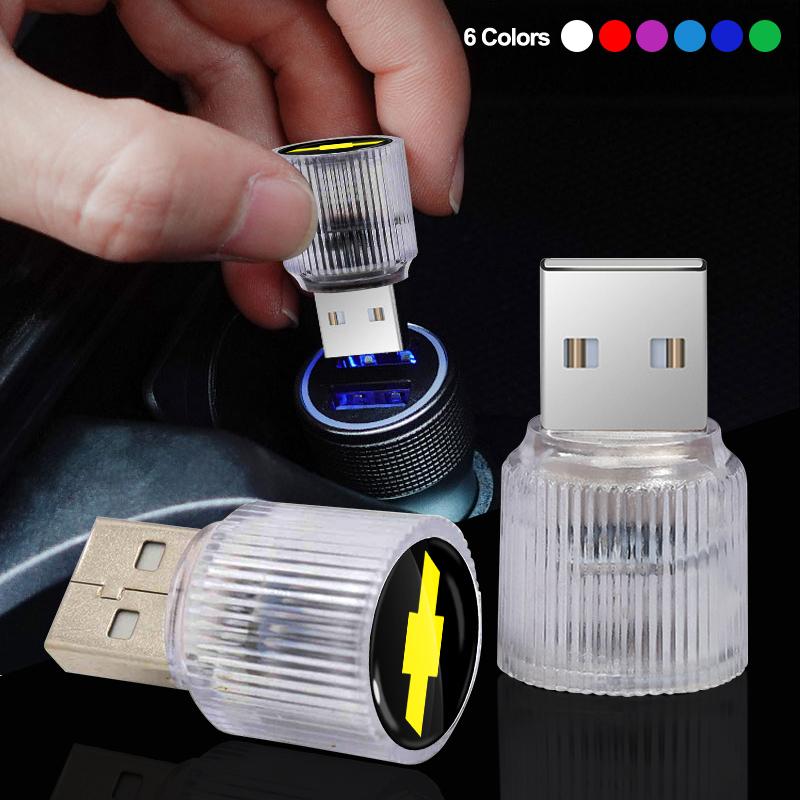 1Pcs USB Car LED Light Auto Interior Atmosphere Light Car Emblem Styling For Chevrolet Spark Silverado Trailblazer Cruze Captiva Lacetti