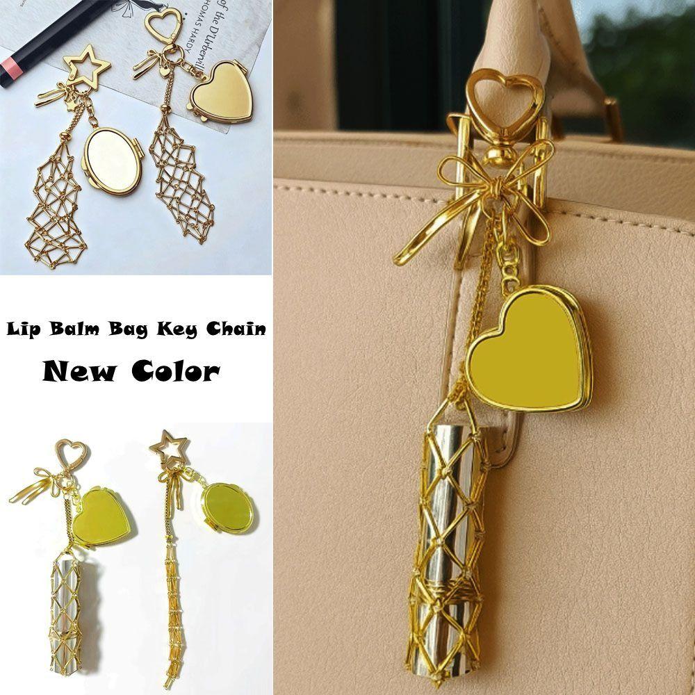 Stainless Steel Metal Net Pocket Lipstick Bag Keychain Interchangeable Lip Balm Keychain