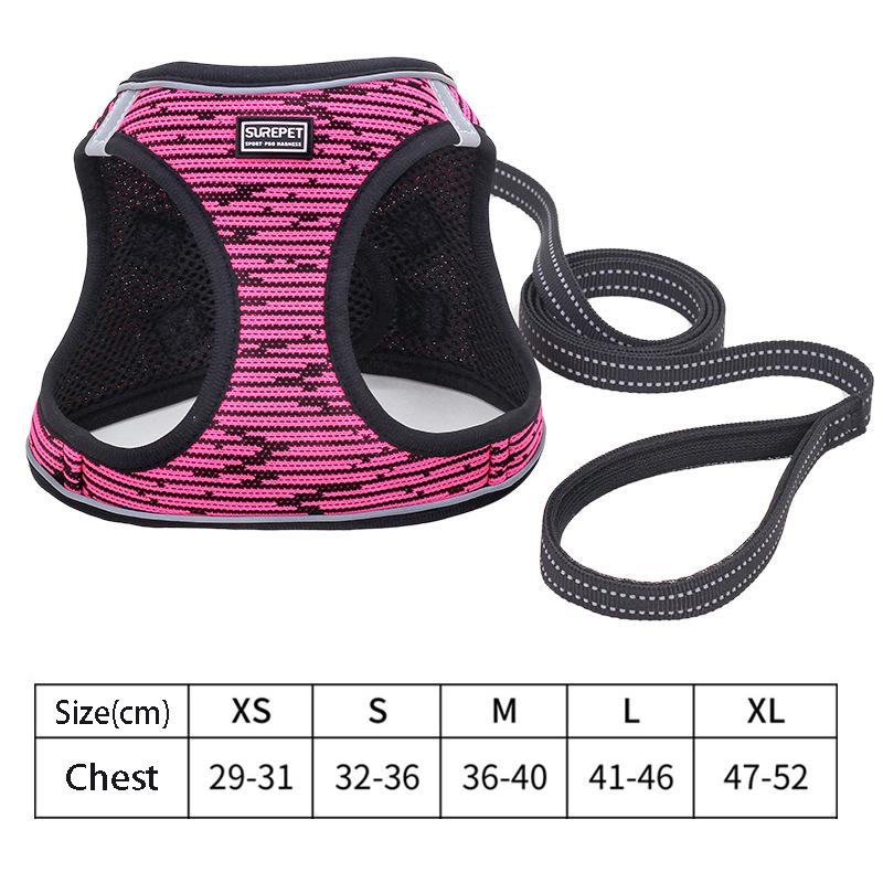 Mesh Dog Harness and Leash Set for Small Medium Dogs Reflective Breathable Puppy Leads French Bulldog Chest Straps Pet Supplies