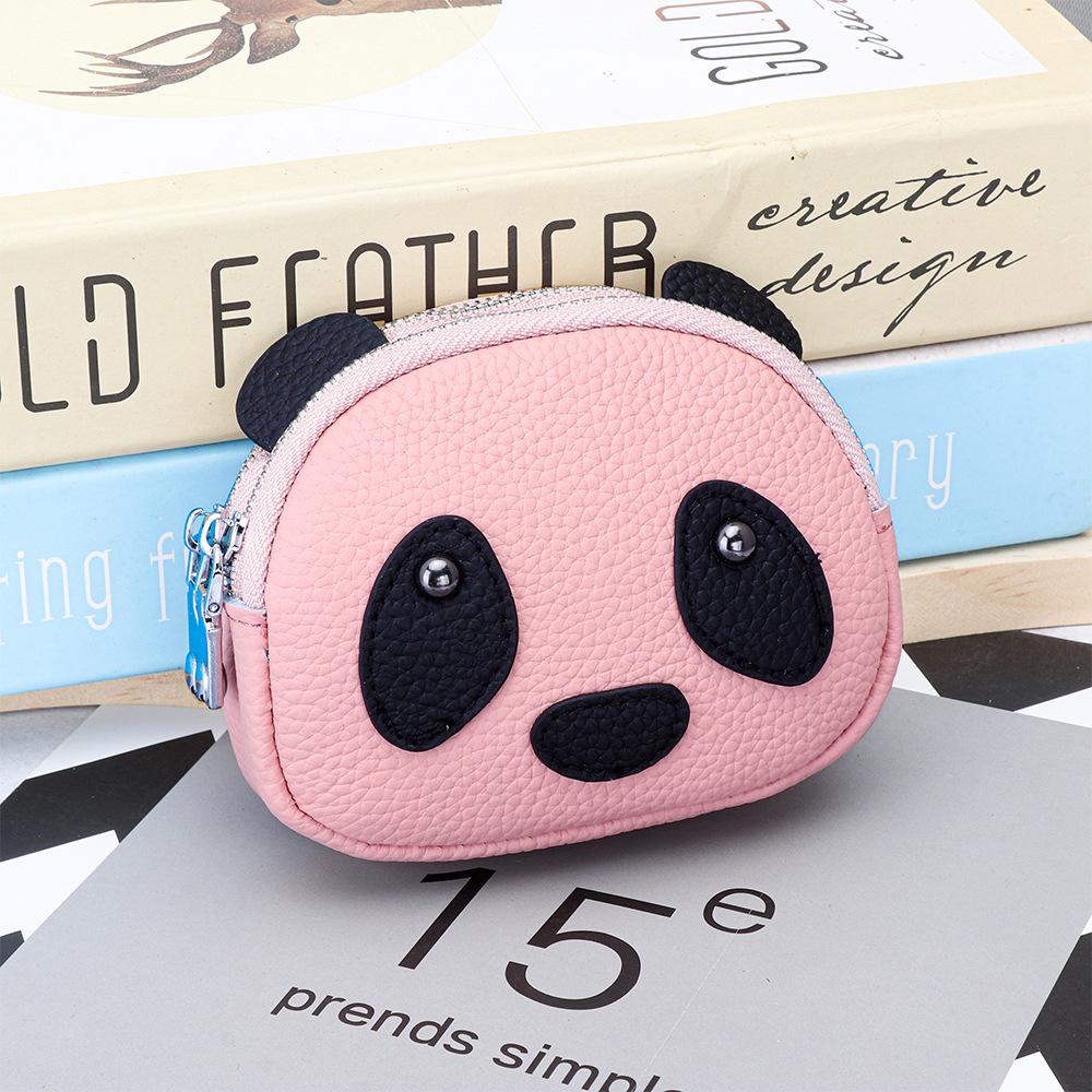 Women's Genuine Leather Large Capacity Double Zipper Coin and Lipstick Pouch