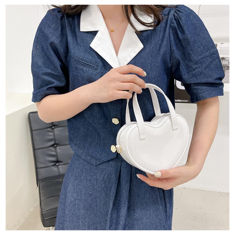Women's New Mini Crossbody Chain Shoulder Bag Fashion Love Shape Candy Color Jelly Single Shoulder Bag Handbag Women's Satchel