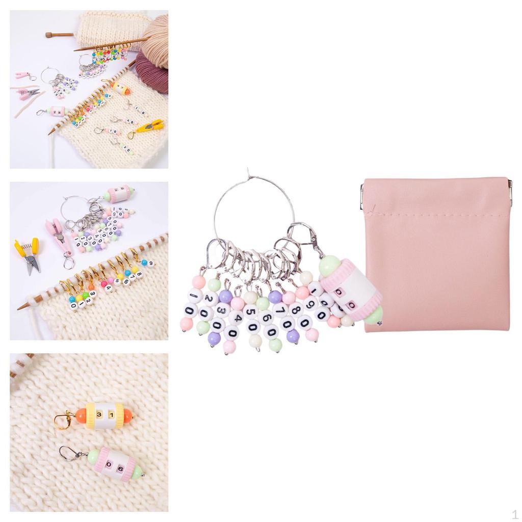 Knitting Stitch Marker Crochet Multifunction Reusable with Storage Bag DIY Projects Sewing