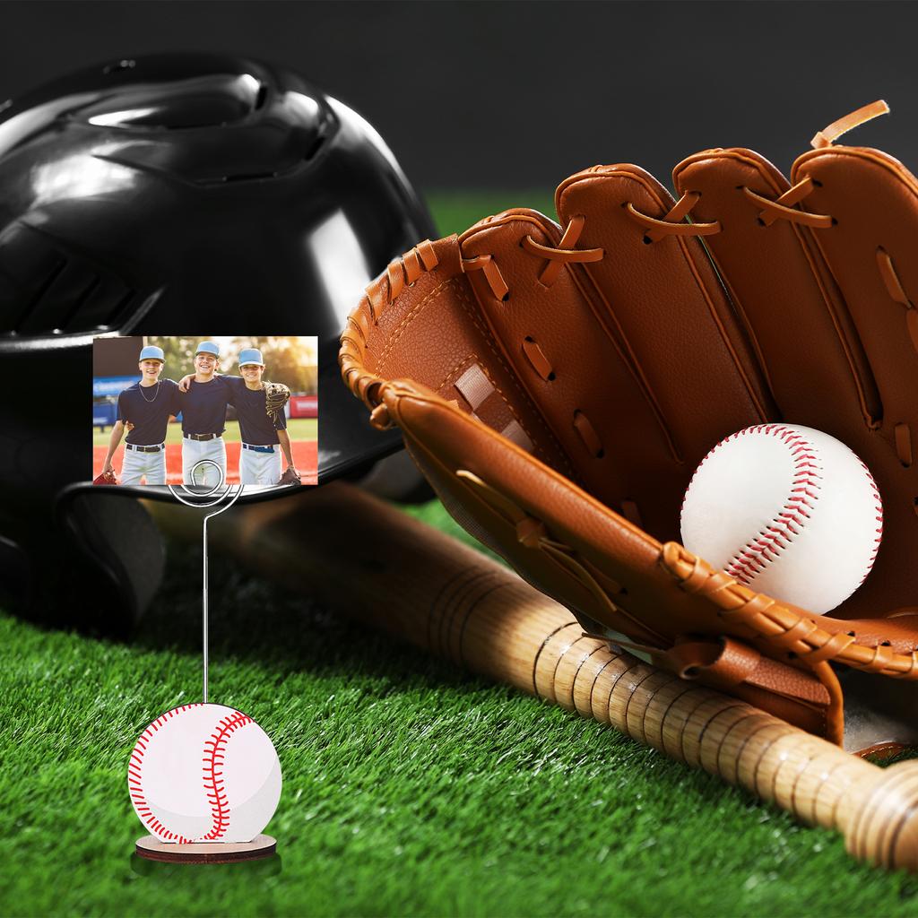 24 Stück Sportball-Basis-Memo-Clips Baseballförmige Metall-Draht-Tisch nummernhalter Baseballkartenhalter Runde Platzkartenständer