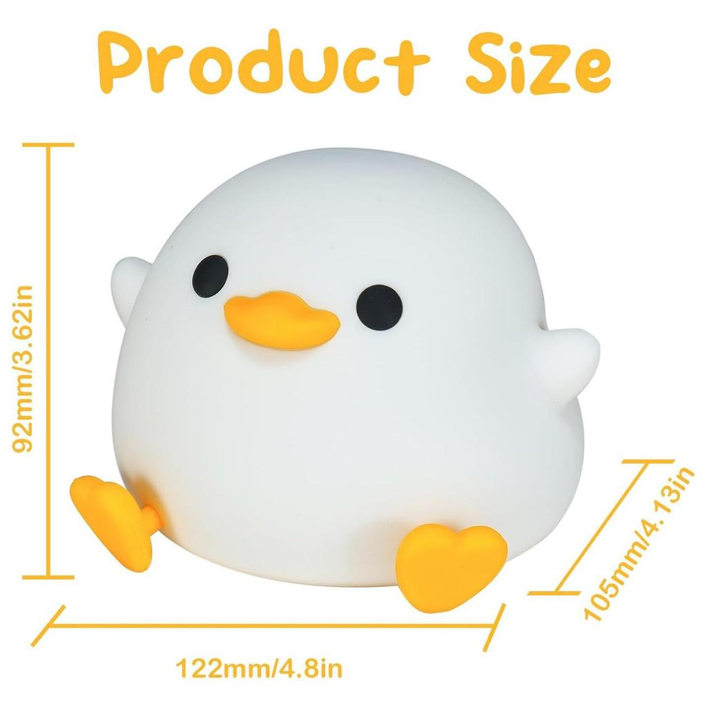 Doudou Duck Silicone Night Light: Rechargeable, Warm Sensor Lamp for Bedside and Night Use
