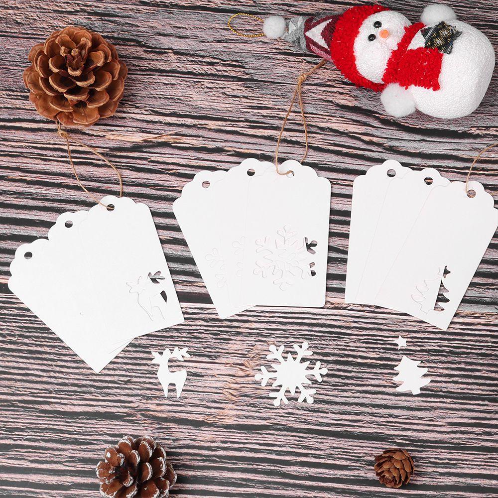50pcs DIY Crafts Xmas Tree Hanging Christmas Card Label Kraft Paper Tags Thanks Tag Snowflake