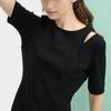 FILA Original Fashionable Personality Trendy Soft Comfortable Breathable Cut-Out Short Sleeve Dress Women dresses Black F51W529301F-BK