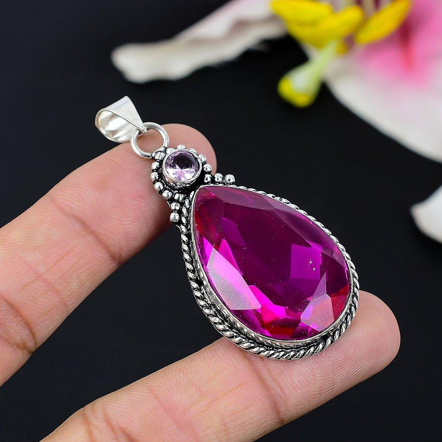 

Pink Amethyst, Kunzite Gemstone 925 Sterling Silver Jewelry Pendant 2.05 KG-115