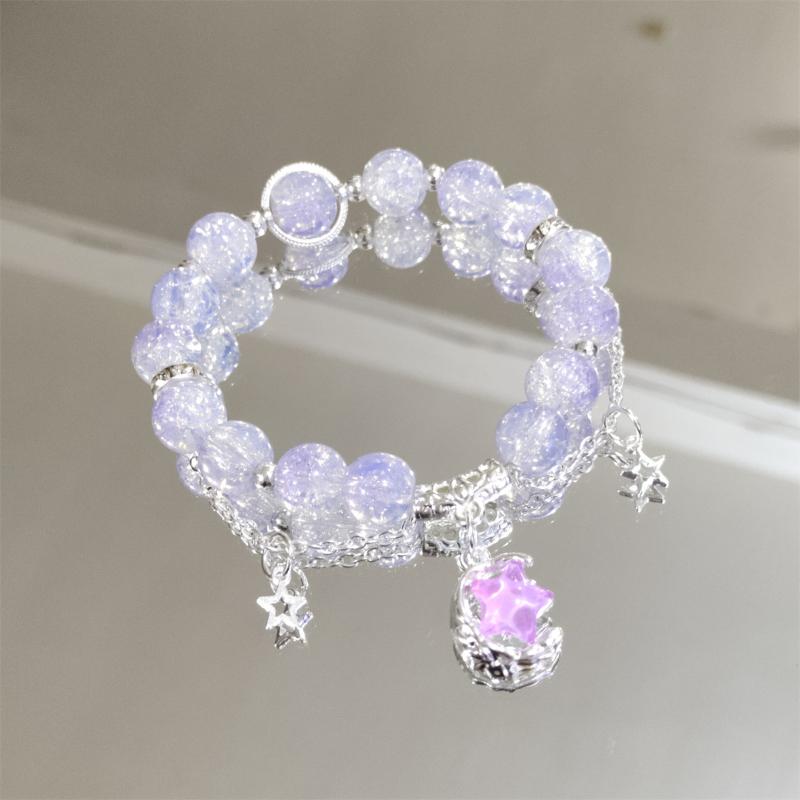 Trendiges Sternenhimmel Perlenarmband für Damen Süßes Fünfzackstern Anhänger Armband Freundschaftsschmuck Geschenk