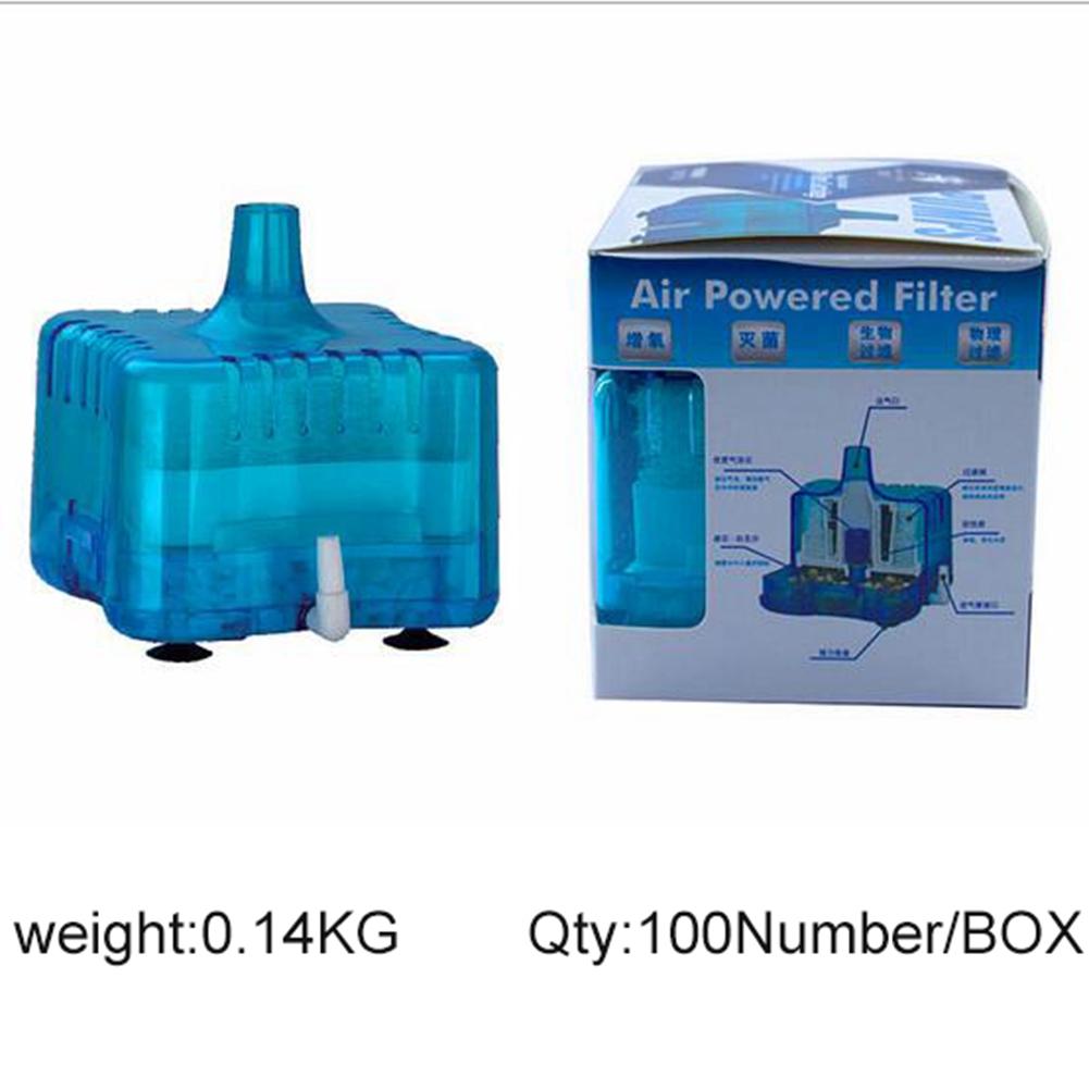 Mini Blue Aquarium Air Filter Fish Tank Biochemical Sponge Activated Carbon Filters(square)
