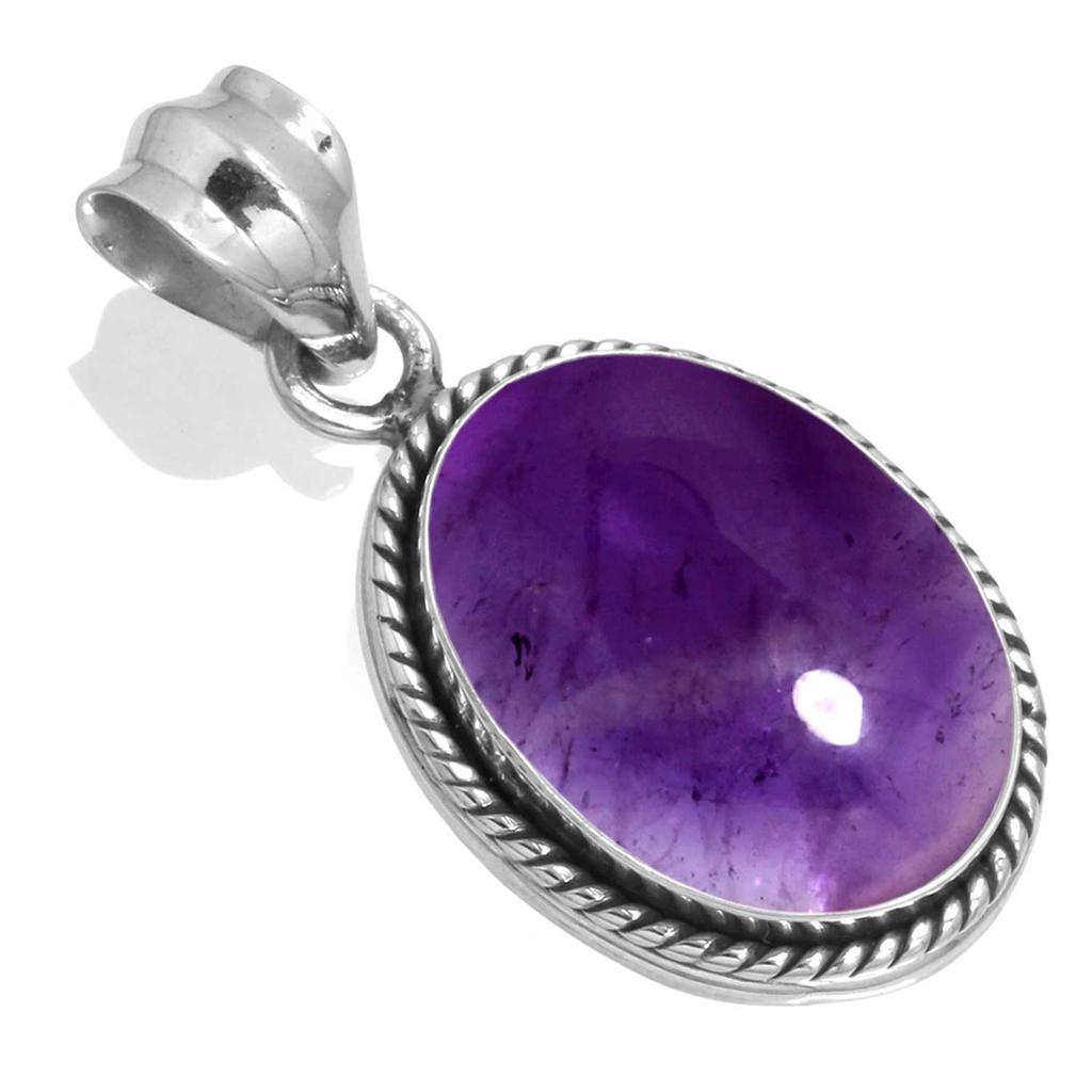 925 Sterling Silver Pendant Women Gemstone Handmade Jewelry Engagement Gift Amber Amethyst Black Onyx Carnelian Garnet Quartz Green Onyx Gold Stone