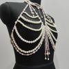 Adjustable Pearls Body Jewelry Body Chain Decoration for Trendy Women Strapless Dresses and Casual Stylish Outfits