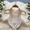 Summer Women Casual Sleeveless Polo Collar Knitted Sweater Mini Short Sheath Dresses