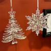 2pcs With Sequins Snowflake Hanging Ornaments Clear Christmas Tree Hanging Ornaments  Shopping Mall