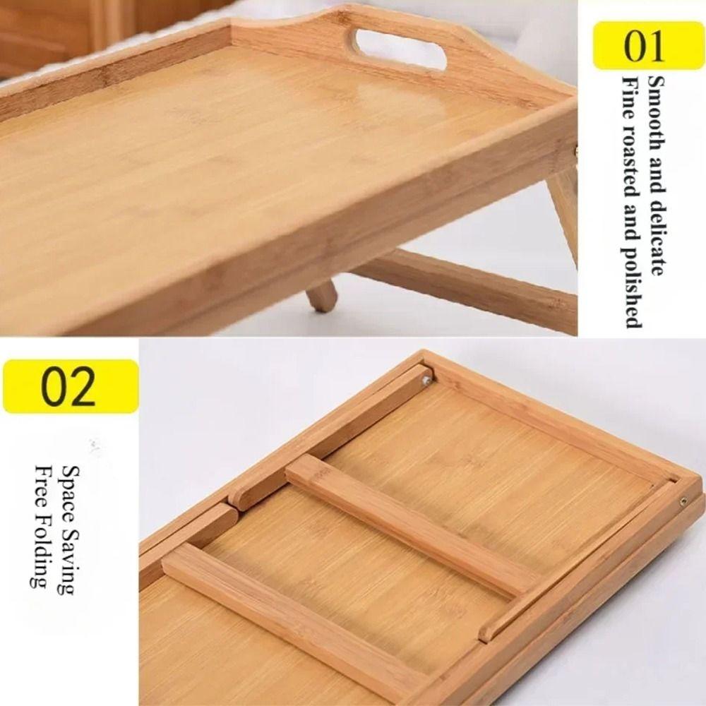 Foldable Legs Bed Tray Table with Handles Breakfast Serving Tray Computer Desk  Bedroom Furniture