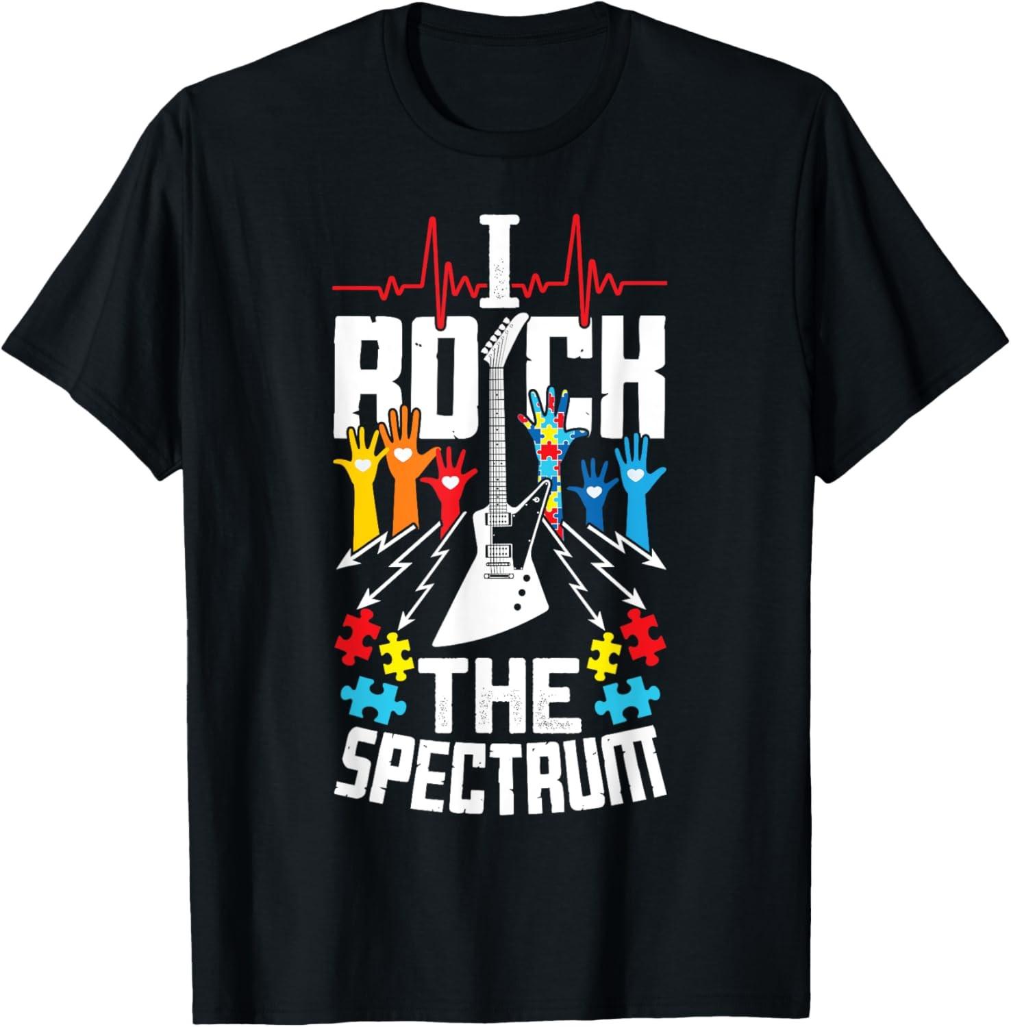 I Rock The Spectrum Autism Awareness Day Novelty Pun T-Shirt S разноцветный