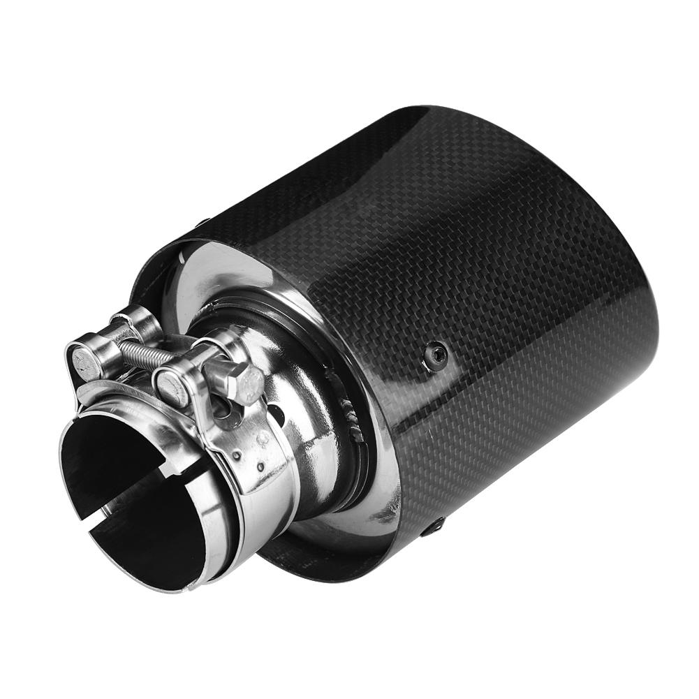 Carbon     Car Modified Single Outlet Exhaust Pipe Muffler Tip Tail Throat 54-101mm