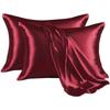Seidiger Kissenbezug aus Satin für Haar und Haut, 2er-Pack Kissenbezüge aus Seidensatin, 2er-Set Kissenbezüge in Queen-Size-Größe, mit Hotelverschluss