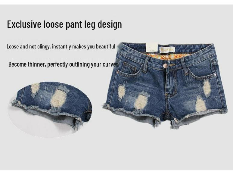 Women's Plus Size Korean Style Ripped Denim Shorts – Summer 3/4 Hot Pants