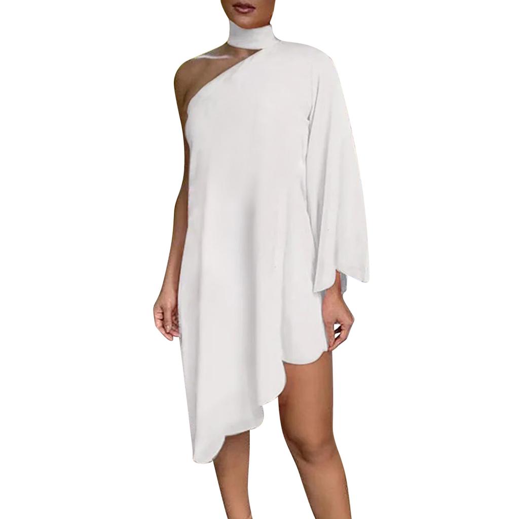 Wish Ladies Slash Shoulder Digital Printing Neck Strap Dress