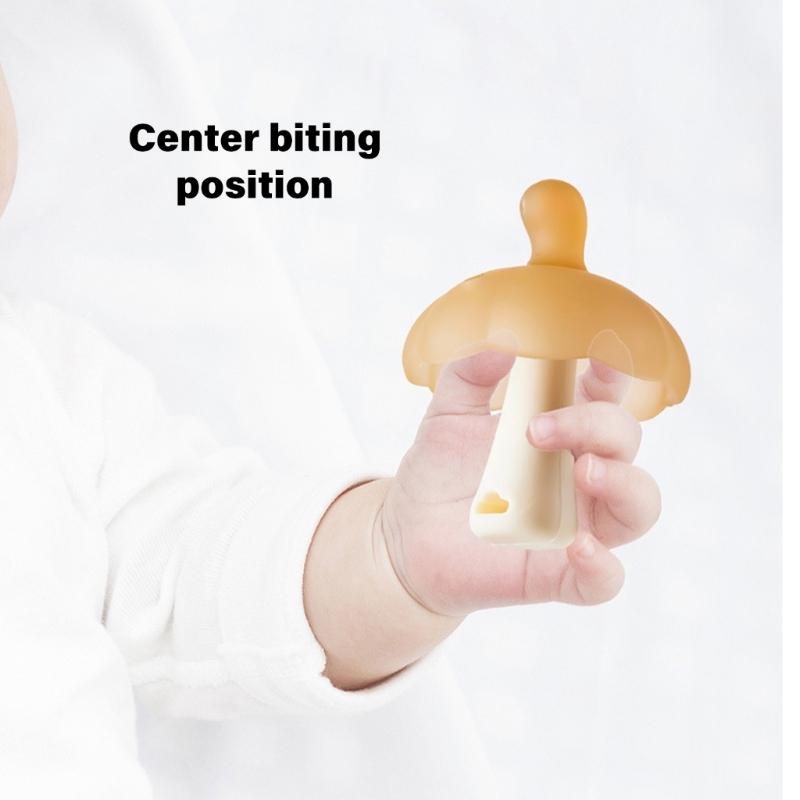 Infant Teeth Soother Silicone Teether Breast Like Shape Ergonomic Handle for Safe Chewing and Teeth Development