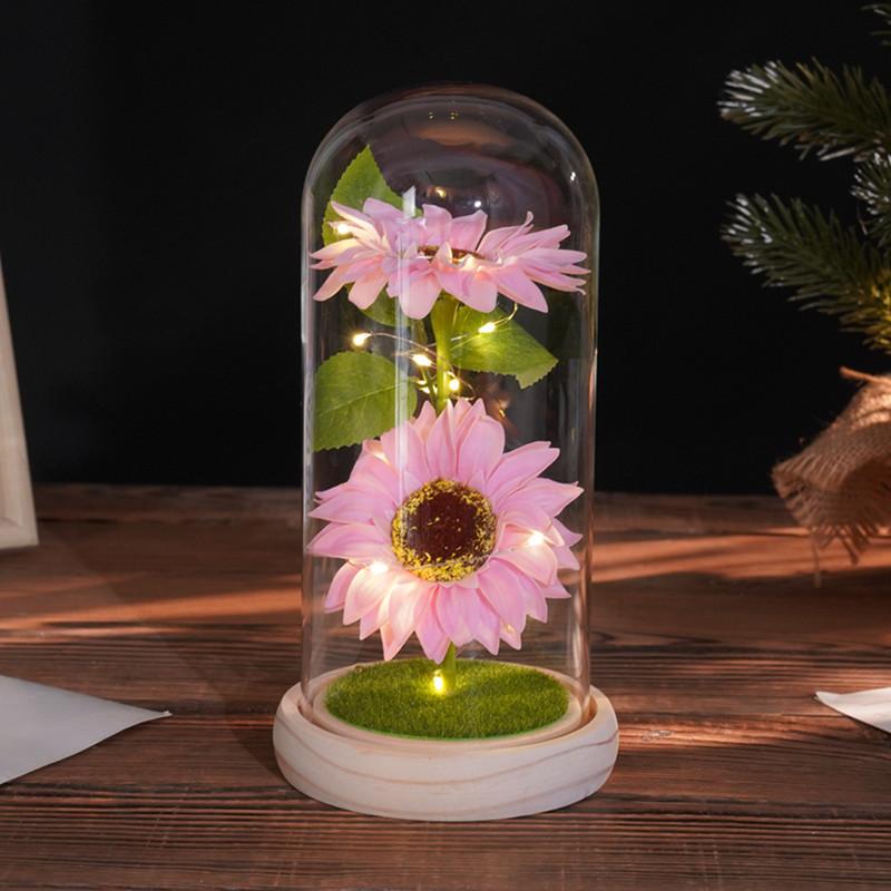 Zwei Seifenblumen, Sonnenblume mit Lampenornament, kreatives Muttertags-Valentinstagsgeschenk, simulierte Sonnenblume.