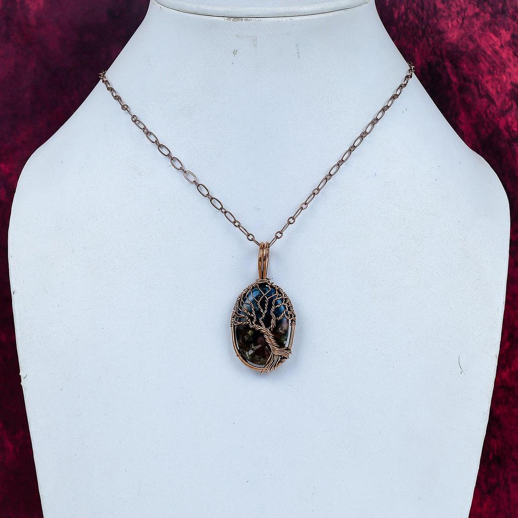 Tree Of Life Copper Watermelon Tourmaline Pendant Copper Wire Wrapped Pendant